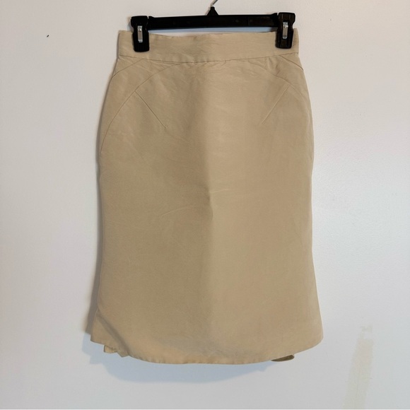 Zac Posen silk knee lenght skirt cream size 4 back zip pleated accent - Picture 1 of 10